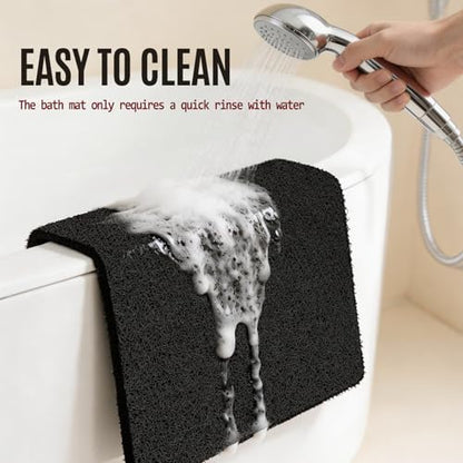 17 * 30in Shower Mat Bathtub Mat Non Slip | Bathmats Non Slip, Quick Drying Foot Scrubber Loofah Mats for Inside Shower, Tub, Bathroom, Home, Black - color: Black, size: 30" x 17" (Rectangular)