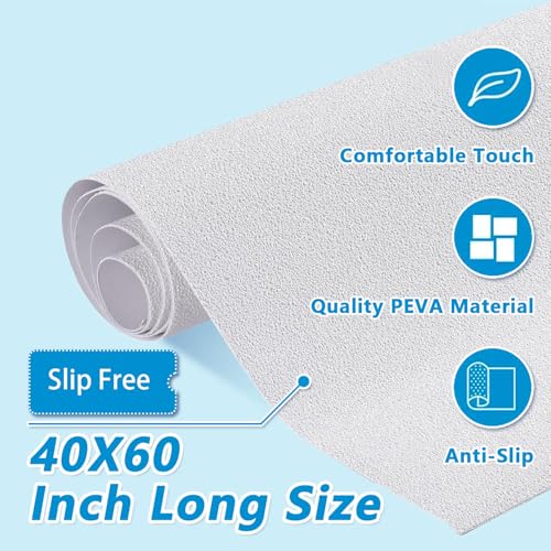 16"x40" Thike Matte White Self-Adhesive Vinyl Bath Mat Non Slip Safety Anti Skid Bathtub Placemat Sticker with Drain Cut Out Peel and Stick for Shower Floor Boat Area