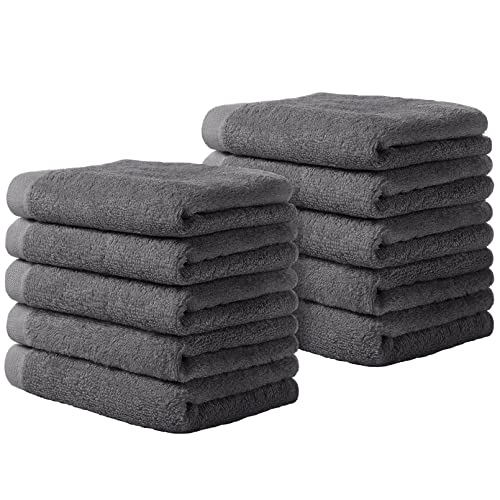 Yoofoss Luxury Washcloths Towel Set 10 Pack Baby Wash Cloth for Bathroom-Hotel-Spa-Kitchen Multi-Purpose Fingertip Towels and Face Cloths 10'' x 10'' - Dark Grey - color: Dark Grey