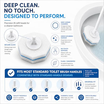 Toilet Wand Refills 60 Count – Disposable Toilet Bowl Cleaner Brush Heads, Fits Most Standard Toilet Wand Handles, No-Touch Replacement Sponge Pads, Hygienic Toilet Cleaning Heads - size: 60 Refills