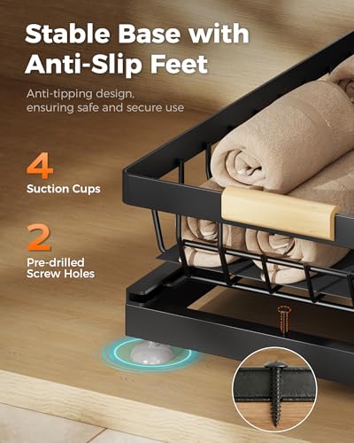 3-Pack 2-Tier Height Adjustable Under Sink Organizer, Black | Multi-purpose metal storage shelf with sliding shelves for kitchen, bathroom, pantry & laundry cabinet - color: Black