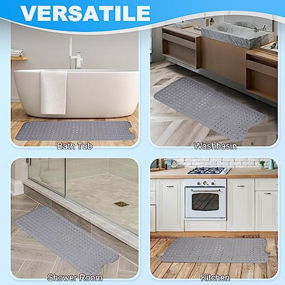 Bathtub and Shower Mats, 40x16 Inch Extra Large Non Slip Soft Bath Tub Mat with Suction Cups and Drain Holes for Bathroom Floor and Keep Tubs Clean, Machine Washable, Gray - color: Gray