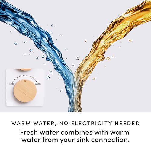 TUSHY Spa 3.0 Cool to Warm Water Bidet Attachment, Bamboo | Universal Fit, Easy Install, Self-Cleaning, Adjustable Pressure and Angle Control, Sink Access Required Within 6 Feet - color: White/Bamboo, style: Warm Water Optional