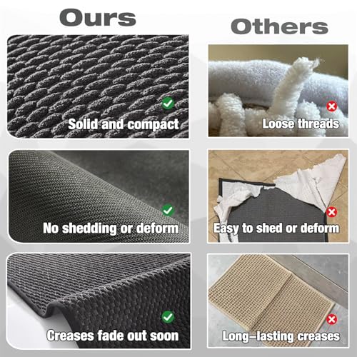 TYUU Bathroom Rugs Non Slip Washable, Super Absorbent Thin Bath Mat Small Quick Dry Low Pile Bathroom Rug, Dark Grey 16"x24" - color: Dark Grey, size: 1'4" X 2' (Rectangular)