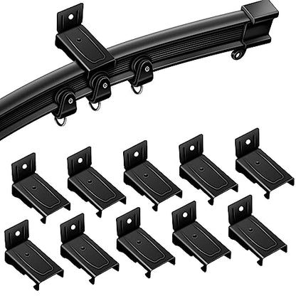 TOKPLNU Wall Mount Brackets for Flexible Curtain Track, Bendable Curved Curtain Rail Wall Mounting Hardware, Black 10 Pack - color: Black, size: 10Pcs Wall Mount Bracket