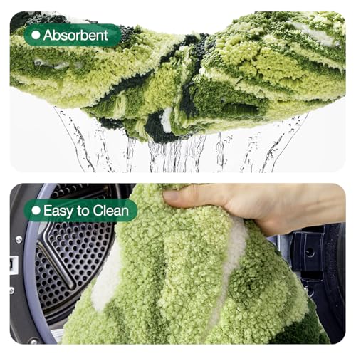 LUMI Cute Bathroom Rug Green Leaf, Absorbent Non Slip Bath Mat, 31.5"x47" | Monstera Plant, Soft Plush Microfiber, Quick Dry, Washable for Shower Floor, Bathroom, Sink Bathtub, Bedroom, Kids Room - color: Ample Monstera-large