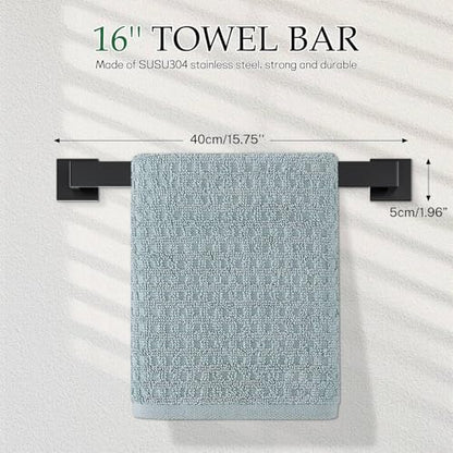 Matte Black Bathroom Hardware Accessories Set 5-Pieces Black Towel Bar Set Stainless Steel Towel Holder Set 16 Inch Towel Bar,Towel Racks Set for Bathroom Wall Mounted - color: Matte Black