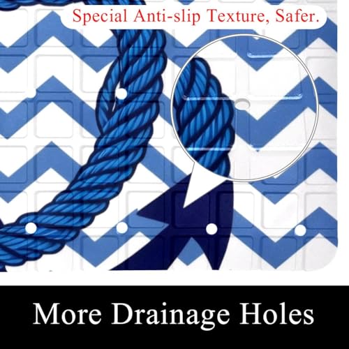 Bath Tub Shower Mat, Washable Bathtub Floor Mats, Suction Cups and Drain Holes to Keep Tubs Clean, Soft on Feet, Bathroom Essentials, 26.8x15.1 Inch, Anchor - color: Multi 4