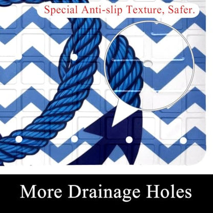 Bath Tub Shower Mat, Washable Bathtub Floor Mats, Suction Cups and Drain Holes to Keep Tubs Clean, Soft on Feet, Bathroom Essentials, 26.8x15.1 Inch, Anchor - color: Multi 4