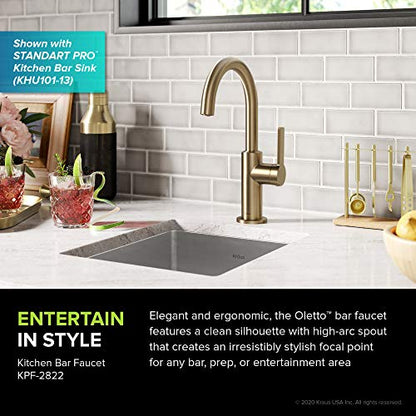 Kraus Oletto Single Handle Kitchen Bar Faucet in Spot Free Antique Champagne Bronze, Kitchen Sink Faucets, KPF-2822SFACB - color: Spot Free Antique Champagne Bronze, style: Bar Faucet