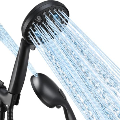 Shower Head with Handheld, High Pressure 10 Spray Modes, Matte Black | Built-in Pause Function, Power Wash Mode, Anti-Clog Nozzles, 71 Inch Stainless Steel Hose, Adjustable Overhead Bracket - color: Matte Black