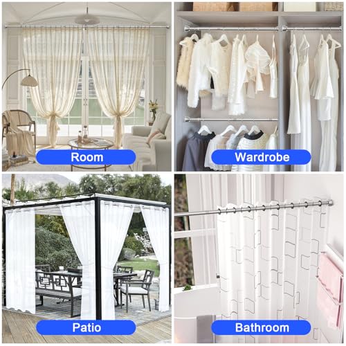 TEECK Shower Curtain Rod, 32-79 inch Adjustable Tension Spring, 1 Inch Shower Curtain Rod Tension, Anti-Slip, Rust-Proof, No Drilling, for Bathroom, Nickel - color: Nickel, size: 32-79 Inches