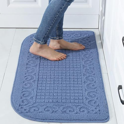 COSYHOMER 39x20 Half Round Kitchen Rug,Non Slip Washable Mat,Blue 1PC | Polypropylene tufted textile,small half circle rug,kitchen sink mat,Kitchen floor mat - color: Blue, size: 1'8" x 3'3" (Semicircular)