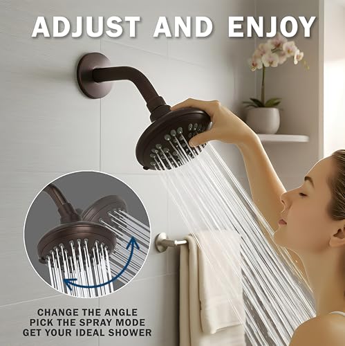 6 Function Luxury Shower Head - 1.8 GPM - Oil-Rubbed Bronze | High Pressure Boosting, Adjustable, Wall Mount, Bathroom Showerhead With Anti-Clog Nozzles, Best For Low Flow Showers - color: Oil Rubbed Bronze, size: 1.8 GPM