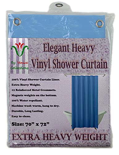 Elegant Heavy Duty Vinyl Shower Curtain Liner with 12 Metal Grommets Sky Blue - color: Sky Blue