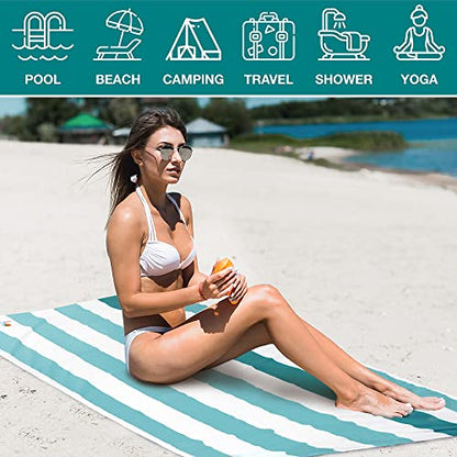 SUN CUBE Microfiber Beach Towel, Quick Dry, Light Blue, 60x30 Inch | Quick Dry and Free Microfiber Towel, Lightweight Packable Swim Towel for Beach, Pool, Camping, Cruise, Travel - color: Light Blue, size: 60.00" x 30.00"