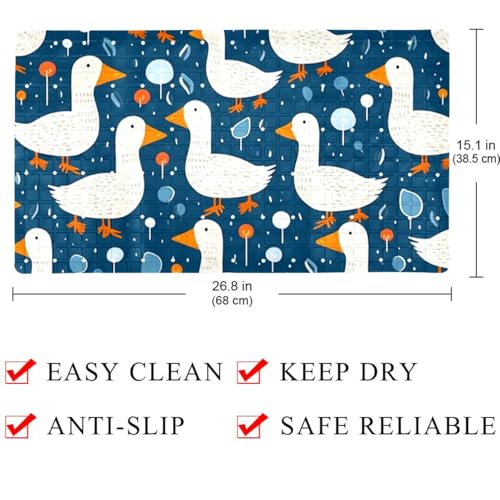 Baby Bath Mat Non Slip 26.8"x15.1" Bathtub Mat for Baby Eco Friendly Durable Bath Mat for Tub Non Slip Kids Tub Mat with Suction Cups, Geese Pattern - color: Multi 6