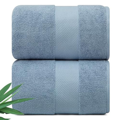 Alusa Home Ultra Soft & Plush Viscose from Bamboo Bath Sheets - 700 GSM Pack of 2 - Extra Large 70x35 in - Super Absorbent & Quick Drying (Chambray) - color: Chambray, size: 2pc Bath Sheets