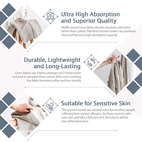 Open Weave Exfoliating Bath Towel - Natural 100% Linen Flax - Quick Dry Hair Towel Wrap for Women - Thin Lightweight Bath Towel 30x54-Inch - size: 30x54 Inch Bath Towel