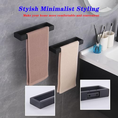 GERZWY Modern Black Towel Holder Stainless Steel Towel Ring for Bathroom Lavatory Wall Mount Contemporary Style 2 Pack HG1716-2BK - color: Black