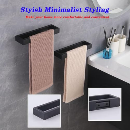 GERZWY Modern Black Towel Holder Stainless Steel Towel Ring for Bathroom Lavatory Wall Mount Contemporary Style 2 Pack HG1716-2BK - color: Black