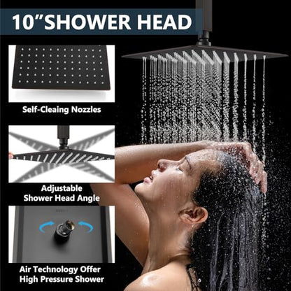Aolemi Ceiling Shower Faucet with Handheld 10 Inch Head Oil Rubbed Bronze | Shower Valve and Trim Kit,SUS304 Rain Head and Handle Set System,All Metal,Bathroom, Handheld Spray - color: Bronze, size: 10 Inch Ceiling Shower Head