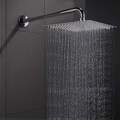 12 Inch Rain Shower Head With 15 Inch Extension Arm, Stainless Steel Large Rainfall, Luxury Square-Waterfall Full Body Coverage-Easy to Install (Chrome) - color: Chrome