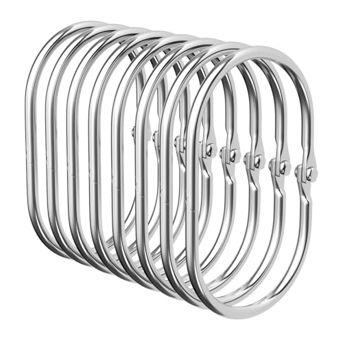 Bathway Chrome Shower Curtain Rings - 12 Pcs Anti-Drop, Rust Proof Metal Shower Hooks for Curtain Rod - color: Chrome, style: Modern Oval