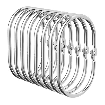 Bathway Chrome Shower Curtain Rings - 12 Pcs Anti-Drop, Rust Proof Metal Shower Hooks for Curtain Rod - color: Chrome, style: Modern Oval
