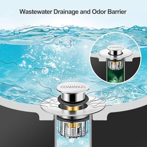 coamanug Bathtub Stopper | Shower Drain Hair Catcher, Pop-up Tub Stopper with Strainer | Bathroom Drain Plug | Drain Protector for 1-1/2 to 1-3/4"" Bath Drain Hole - color: Silver