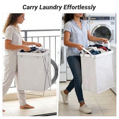 13-Gallon Slim Laundry Hamper – Collapsible Clothes Basket for Bedroom, Bathroom, Dorm & Apartment, Foldable Laundry Bin with X-Shaped Steel Support