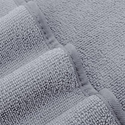 POLYTE 410 GSM Poly Blend Microfiber Quick Dry Bath Towel Set of 6 Pieces | 2-Body Towels, 2-Hand Towels, 2-Wash cloths, Oversize, Lint Free - color: Gray