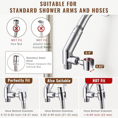 G-Promise All Metal Shower Head Holder, Wide Adjustable Range (Chrome) | Solid Brass, Extra-Wide Adjustable Angle Range, Shower Rack Compatible, Anti-Leak, Easy Install, Universal Replacement Part