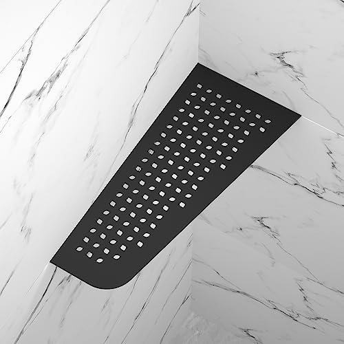 Corner Shower Shelf 12", 304 Stainless Steel Quadrilateral Shelf | Heavy Duty Recessed Bathroom Shelf, Matte Black - color: Black
