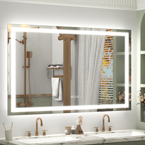 48x30 Inch LED Lighted Bathroom Vanity Mirror for Wall | Dimmable, Frontlit and Backlit, Anti-fog, Shatter-Proof, 3 Colors, ETL Listed, Hangs Horizontally or Vertically - color: Frameless, size: 48"L x 30"W