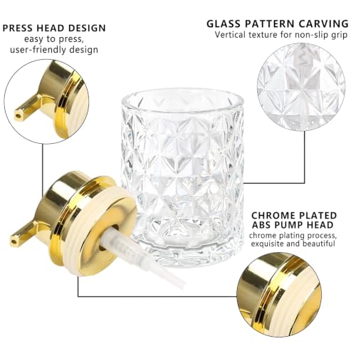 CERBIOR Bathroom Accessories Set, 4 PCS Glass Bathroom Set,Golden White | Includes Soap Dispenser, Toothbrush Holder, Toothbrush Cup, Soap Dish for Decorative Countertop and Housewarming Gift - style: white