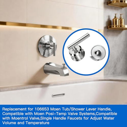 All Metal Replacement for Moen Tub/Shower Lever Handle, Compatible with Moen Posi Temp Shower Handle and for Cartridge,Single Handle Faucets for Adjust Water Volume and Temperature,Retro Chrome - color: Retro Chrome