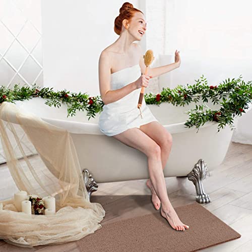godehone Shower Mats Non Slip Without Suction Cups, PVC Loofah Bathroom Mats, Loofah Mats for Shower and Bathroom, Quick Drying, 15.7× 36 Inch, Brown - color: Brown, size: 36" x 15.7" (Rectangular)