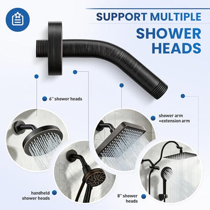 ORB 6 Inch Shower Head Arm with Flange and Teflon Tape, Stainless Steel Angled Shower Extension Arm for Top Shower Head & Handheld Shower Head, Oil Rubbed Bronze - color: Oil Rubbed Bronze