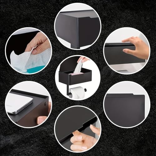Toilet Paper Holder with Shelf, Wipe Holder for Bathroom, Wipes Dispenser Storage, Toilet Paper Roll Holder, Stainless Steel, Wall Mounted(Color:1)