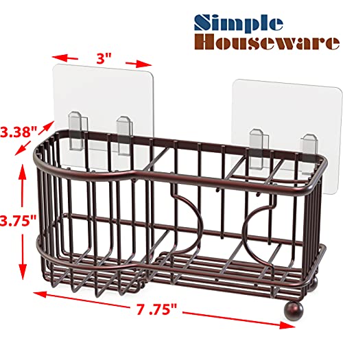 Simple Houseware 6 Slots Toothbrush Holder Adhesive Wall Organizer, Bronze - color: Bronze, size: Wall-Mounted / Freestanding