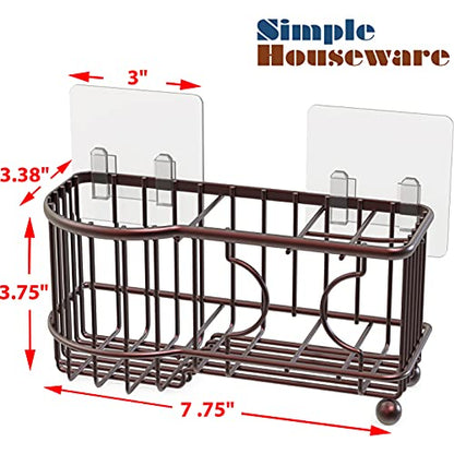 Simple Houseware 6 Slots Toothbrush Holder Adhesive Wall Organizer, Bronze - color: Bronze, size: Wall-Mounted / Freestanding