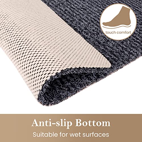 SoftDuo Shower Mat Bathtub Mat Non-Slip Soft Tub Mat | 36x16 inch,PVC Loofah Bath Mat with Drain for Tub and Bathroom,Quick Drying,Black - color: Black, size: 36" x 16" (Rectangular)
