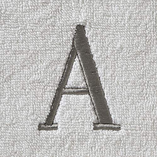 SKL Home Casual Monogram Hand Towel Set, A, 16x26, White 2 Count - color: Casual Monogram Hand Towel Set, size: Hand Towel Set, style: A