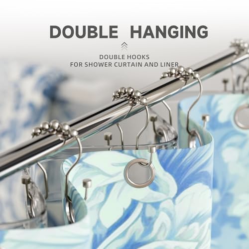 Bathway Shower Curtain Hooks, Shower Curtain Rings Rust Proof Double Hook Shower Curtain Hooks with Clindrical Design, 12 Pcs Nickel Shower Hooks for Shower Curtain, Metal Shower Rod Hooks - color: Nickel, style: Modern Shower Hooks with Cylinders