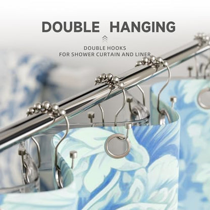 Bathway Shower Curtain Hooks, Shower Curtain Rings Rust Proof Double Hook Shower Curtain Hooks with Clindrical Design, 12 Pcs Nickel Shower Hooks for Shower Curtain, Metal Shower Rod Hooks - color: Nickel, style: Modern Shower Hooks with Cylinders