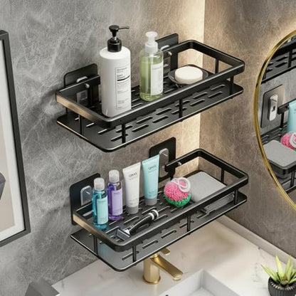 Wall-mounted Shower Rack, Large Capacity, No-drill Installation, Floating Shelf for Bathroom and Kitchen, Space-saving, Easy to Install, Used to Store Toiletries, Cosmetics and Miscellaneous Items