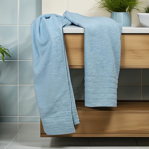 2 Piece Extra Large Bath Sheets 35 x 70 Inches, Sky Blue | 100% Cotton, Larger & Lighter Weight, Quicker to Dry, Super Soft & Absorbent, Oversized Bath Towels - color: Sky Blue