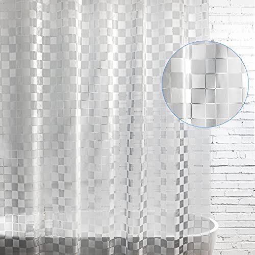 WELTRXE EVA Shower Curtain Liner 72x72 Inch 8G Heavy Duty Clear Shower Liner with Design, Plastic Shower Curtains for Bathroom Bathtub, Shower Stall, 3D Frosted Square Pattern, 3 Magnets - color: Clear - Mosaic, size: 72"W x 72"L (Pack of 1)