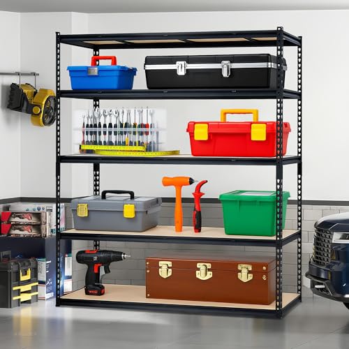 PeakPursuit Storage Shelving Unit, 5-Tier Adjustable Metal Storage Shelves, 60" L x 24" W x 72" H Heavy Duty Garage Storage Shelves for Kitchen Pantry Basement Bathroom Laundry - size: 60" L x 24" W x 72" H